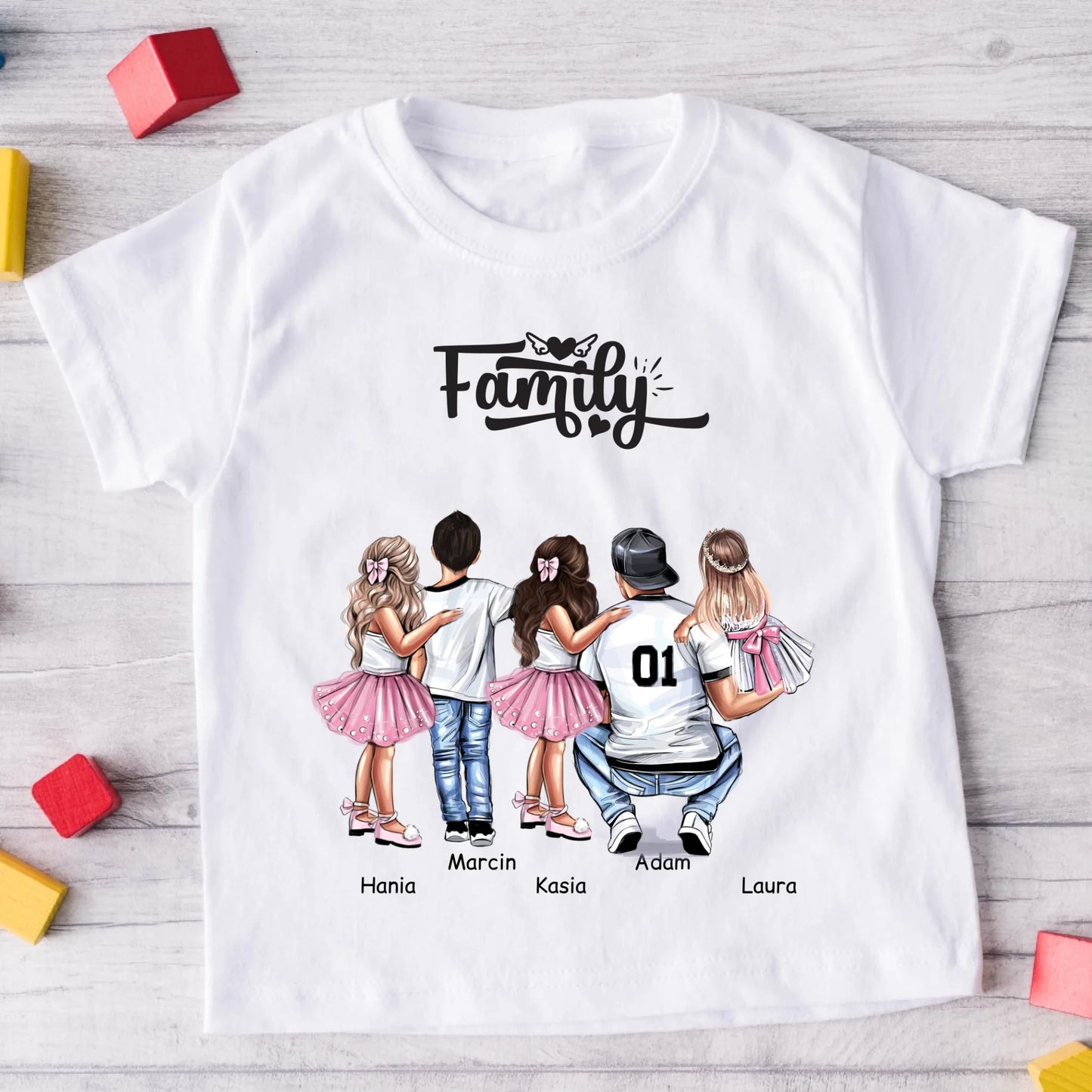 Koszulka dla taty + 1-4 dzieci - Personalizowana (rodzinna) #P8