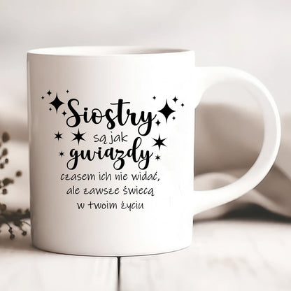 Kubek personalizowany dla sióstr SIOSTRY SĄ JAK GWIAZDY | motyw z konseltacją #503