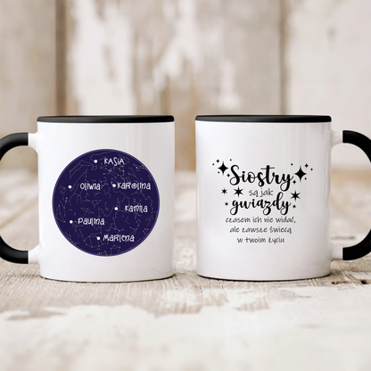 Kubek personalizowany dla sióstr SIOSTRY SĄ JAK GWIAZDY | motyw z konseltacją #503