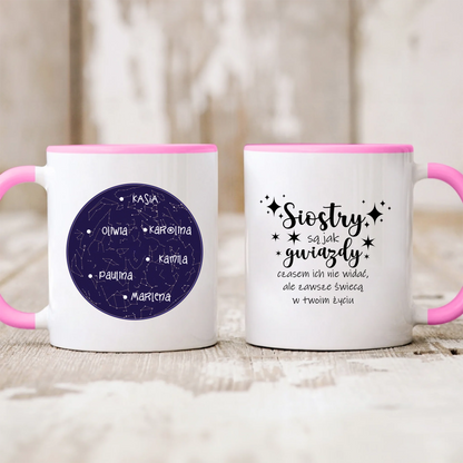 Kubek personalizowany dla sióstr SIOSTRY SĄ JAK GWIAZDY | motyw z konseltacją #503