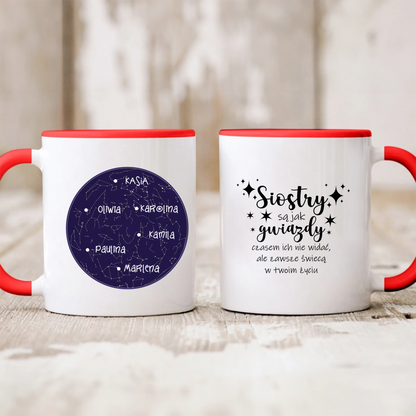 Kubek personalizowany dla sióstr SIOSTRY SĄ JAK GWIAZDY | motyw z konseltacją #503