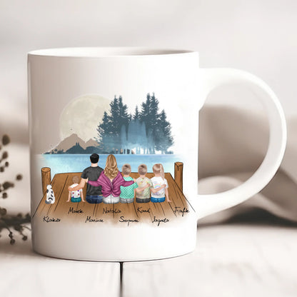Kubek personalizowany dla rodziny z pupilami | motyw z jeziorem w lesie #Jezioro