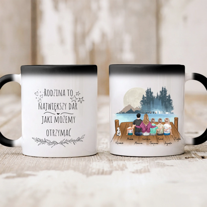Kubek personalizowany dla rodziny z pupilami | motyw z jeziorem w lesie #Jezioro