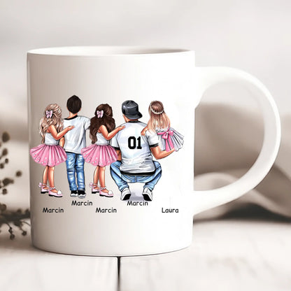 Kubek personalizowany dla taty i dzieci TATA NUMER 1 | z personalizacją imion #P29