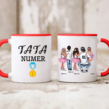 Kubek personalizowany dla taty i dzieci TATA NUMER 1 | z personalizacją imion #P29