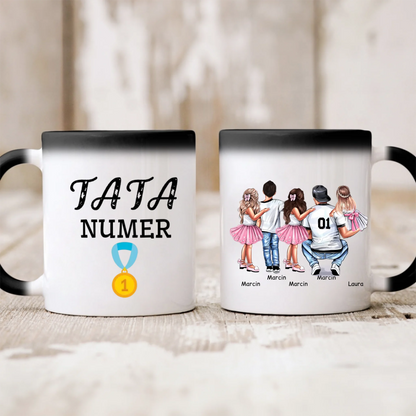 Kubek personalizowany dla taty i dzieci TATA NUMER 1 | z personalizacją imion #P29