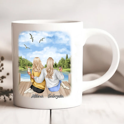 Kubek personalizowany dla przyjaciółek | motyw z jeziorem i drinkiem #P29