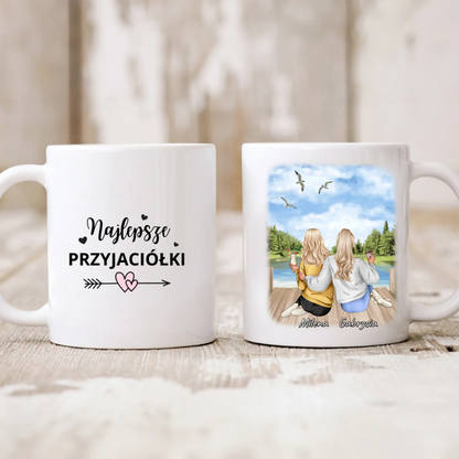 Kubek personalizowany dla przyjaciółek | motyw z jeziorem i drinkiem #P29