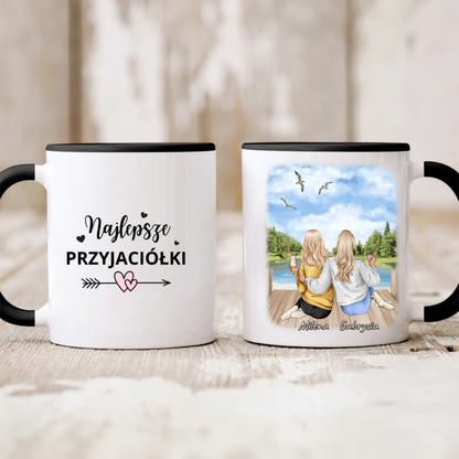 Kubek personalizowany dla przyjaciółek | motyw z jeziorem i drinkiem #P29
