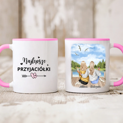 Kubek personalizowany dla przyjaciółek | motyw z jeziorem i drinkiem #P29