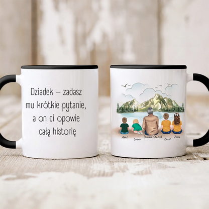 Kubek personalizowany dla dziadka z wnukami | motyw z jeziorem #39