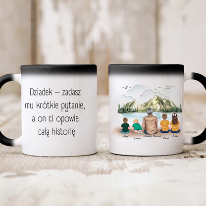 Kubek personalizowany dla dziadka z wnukami | motyw z jeziorem #39