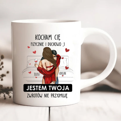 Kubek personalizowany dla par KOCHAM CIĘ FIZYCZNIE I DUCHOWO | romantyczny motyw #246