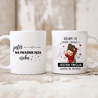 Kubek personalizowany dla par KOCHAM CIĘ FIZYCZNIE I DUCHOWO | romantyczny motyw #246