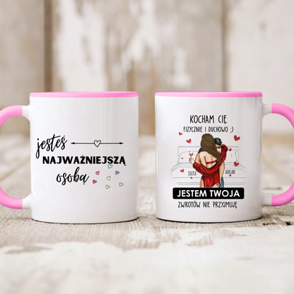 Kubek personalizowany dla par KOCHAM CIĘ FIZYCZNIE I DUCHOWO | romantyczny motyw #246
