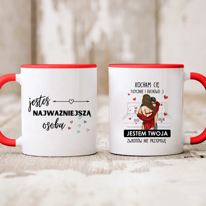 Kubek personalizowany dla par KOCHAM CIĘ FIZYCZNIE I DUCHOWO | romantyczny motyw #246