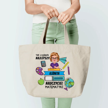 Torba personalizowana dla nauczyciela NAJLEPSZY NAUCZYCIEL MATEMATYKI | motyw szkolny #401