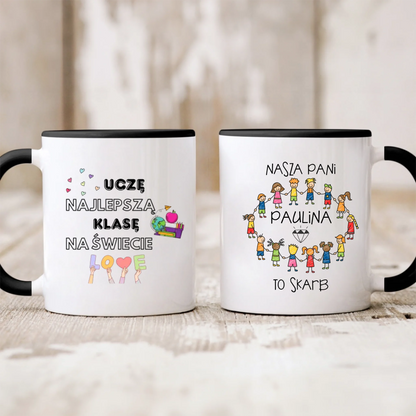 Kubek personalizowany dla nauczyciela NASZA PANI TO SKARB | z personalizacją imienia #155