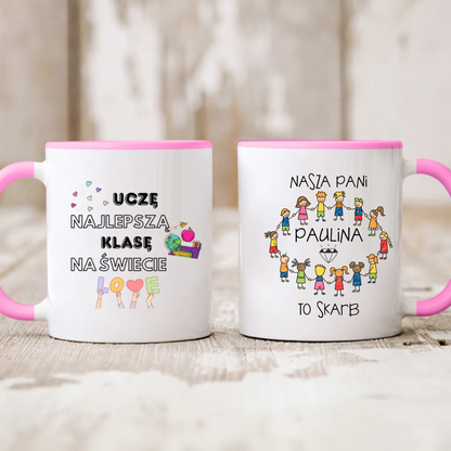 Kubek personalizowany dla nauczyciela NASZA PANI TO SKARB | z personalizacją imienia #155