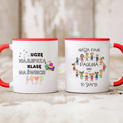 Kubek personalizowany dla nauczyciela NASZA PANI TO SKARB | z personalizacją imienia #155