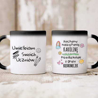 Kubek personalizowany dla nauczyciela KOCHAMY NASZĄ PANIĄ PRZEDSZKOLI Z GRUPY | z personalizacją nazwy grupy #156
