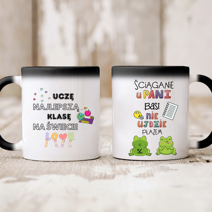 Kubek personalizowany dla nauczyciela ŚCIĄGANIE NIE UJDZIE PŁAZEM | zabawny motyw z żabami #157