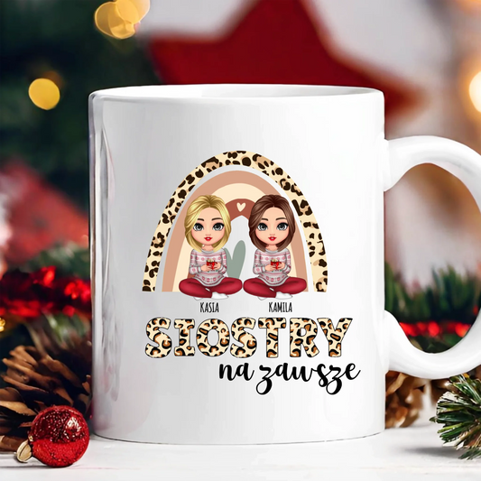 Kubek dla przyjaciółek/sióstr świąteczny - Personalizowany prezent na święta #997