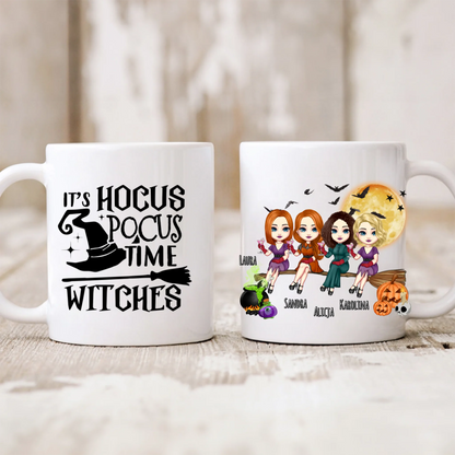 Halloweenowy kubek personalizowany dla przyjaciółek | motyw z wiedźmami z personalizacją imion #H4