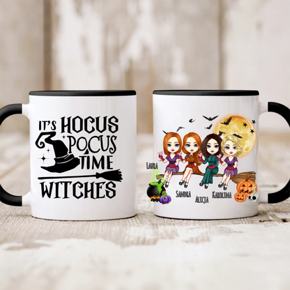 Halloweenowy kubek personalizowany dla przyjaciółek | motyw z wiedźmami z personalizacją imion #H4