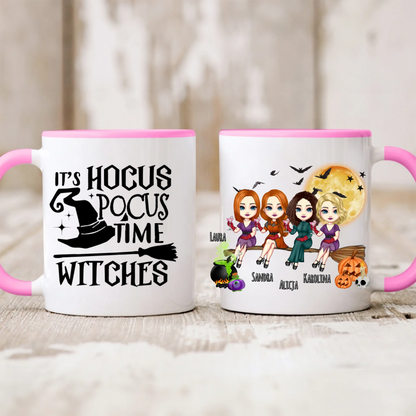 Halloweenowy kubek personalizowany dla przyjaciółek | motyw z wiedźmami z personalizacją imion #H4