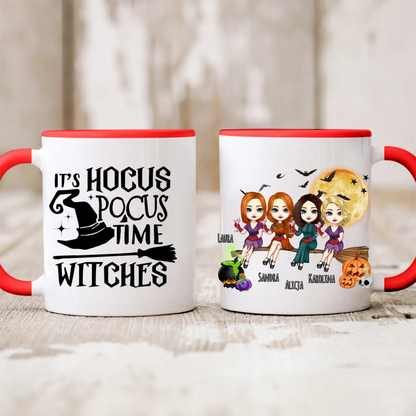 Halloweenowy kubek personalizowany dla przyjaciółek | motyw z wiedźmami z personalizacją imion #H4