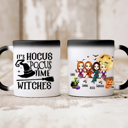 Halloweenowy kubek personalizowany dla przyjaciółek | motyw z wiedźmami z personalizacją imion #H4