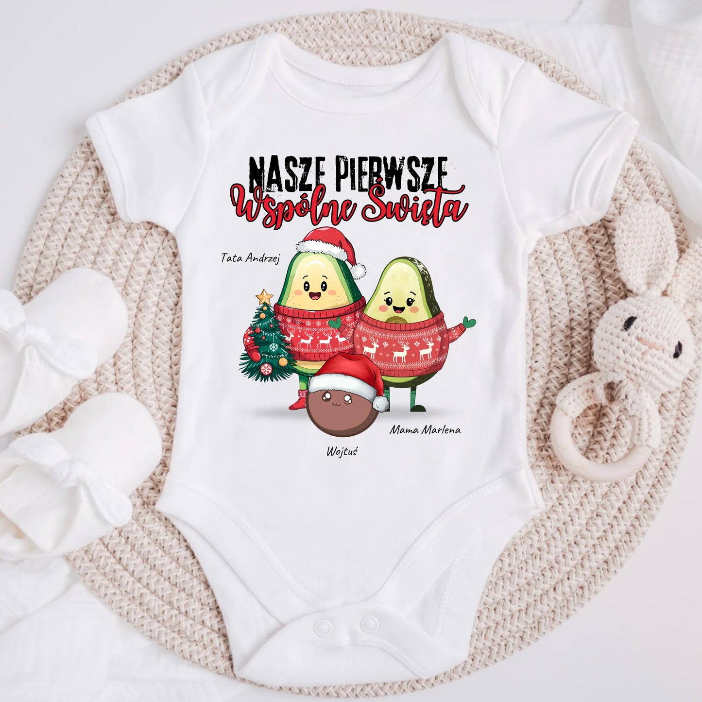 Koszulka świąteczna dla rodziny - Awokado - Personalizowana - Prezent na święta #911