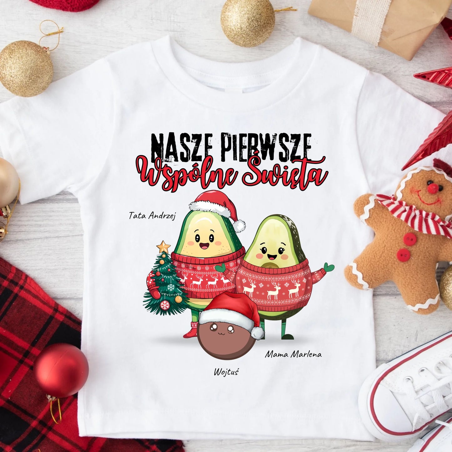 Koszulka świąteczna dla rodziny - Awokado - Personalizowana - Prezent na święta #911
