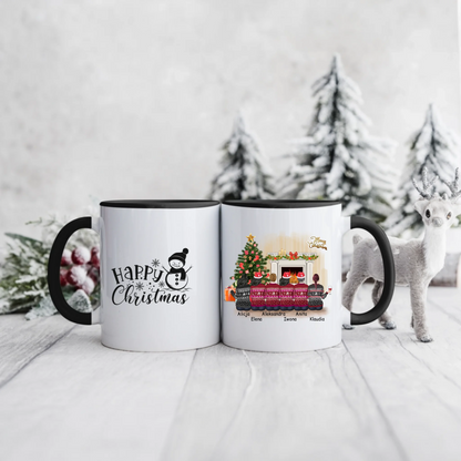 Świąteczny kubek personalizowany dla grupy przyjaciółek HAPPY CHRISTMAS | motyw z kominkiem #11