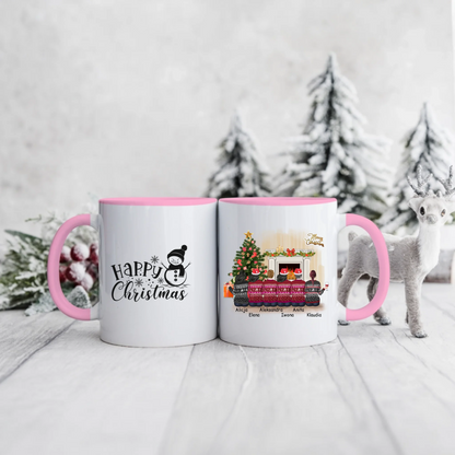 Świąteczny kubek personalizowany dla grupy przyjaciółek HAPPY CHRISTMAS | motyw z kominkiem #11