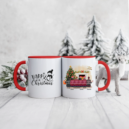 Świąteczny kubek personalizowany dla grupy przyjaciółek HAPPY CHRISTMAS | motyw z kominkiem #11