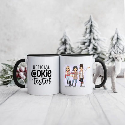 Świąteczny kubek personalizowany dla przyjaciółek OFFICIAL COOKIE TESTER | zabawny motyw z personalizacją imion #97