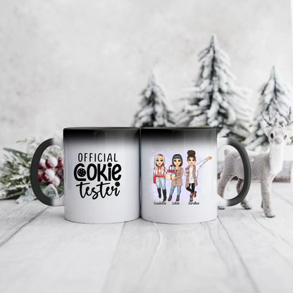 Świąteczny kubek personalizowany dla przyjaciółek OFFICIAL COOKIE TESTER | zabawny motyw z personalizacją imion #97