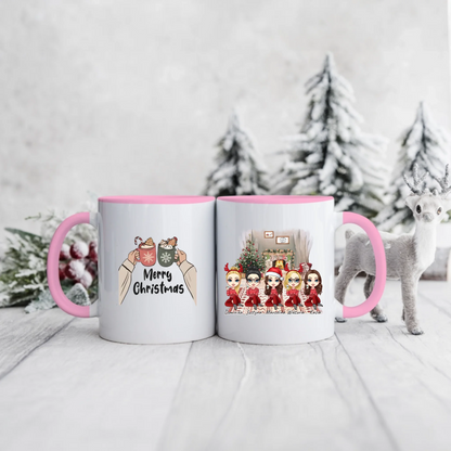 Świąteczny kubek personalizowany dla przyjaciółek MERRY CHRISTMAS | z personalizacją imion #95