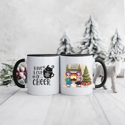 Świąteczny kubek personalizowany dla przyjaciółek HAVE A CUP OF CHEER | z personalizacją postaci #1