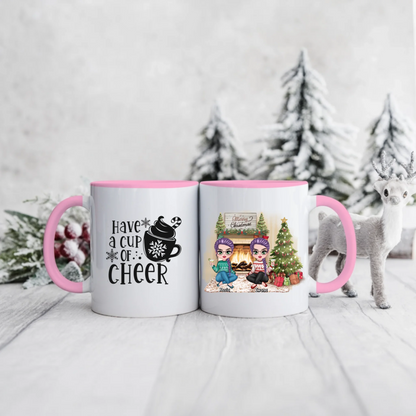 Świąteczny kubek personalizowany dla przyjaciółek HAVE A CUP OF CHEER | z personalizacją postaci #1