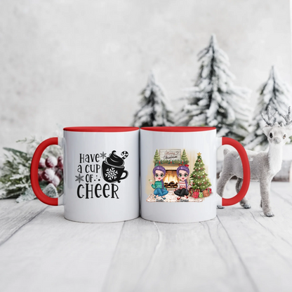 Świąteczny kubek personalizowany dla przyjaciółek HAVE A CUP OF CHEER | z personalizacją postaci #1