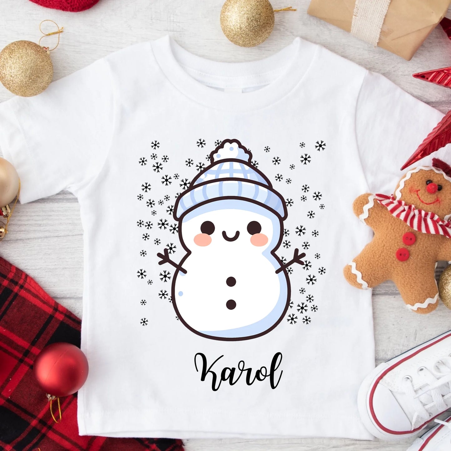 Koszulka świąteczna dla rodziny - Bałwanki - Personalizowana - Prezent na święta #9002