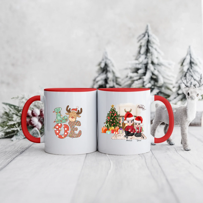 Świąteczny kubek personalizowany dla par LOVE | motyw z choinką #42