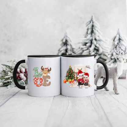 Świąteczny kubek personalizowany dla par LOVE | motyw z choinką #42