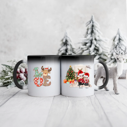 Świąteczny kubek personalizowany dla par LOVE | motyw z choinką #42