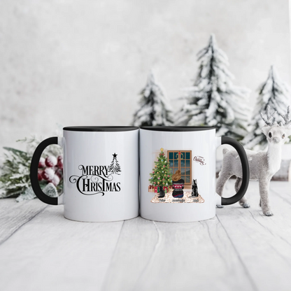 Świąteczny kubek personalizowany z kotami MERRY CHRISTMAS | motyw z choinką #13