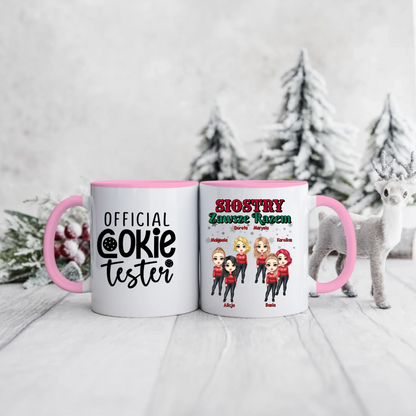 Świąteczny kubek personalizowany dla sióstr OFFICIAL COOKIE TESTER SIOSTRY ZAWSZE RAZEM | z personalizacją imion #9561