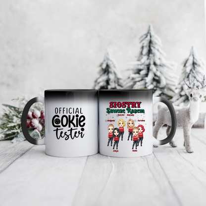 Świąteczny kubek personalizowany dla sióstr OFFICIAL COOKIE TESTER SIOSTRY ZAWSZE RAZEM | z personalizacją imion #9561